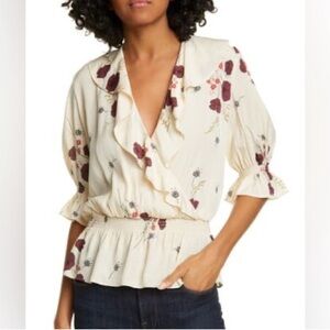 Joie Ottoline Floral Peplum Blouse - EUC
